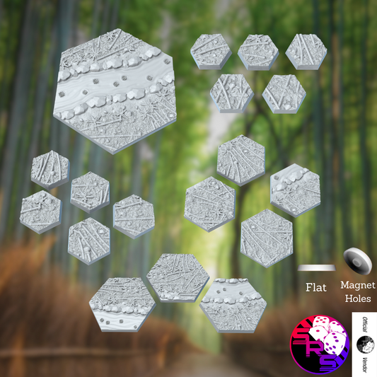 Hexagon Bamboo Forest Style Bases with Magnet Holes