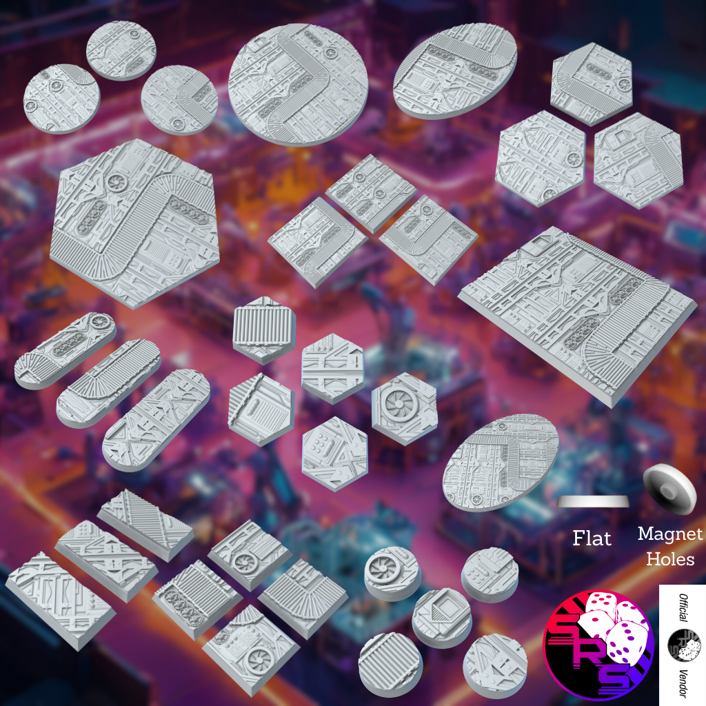 Hexagon War Factory Style Bases with Magnet Holes