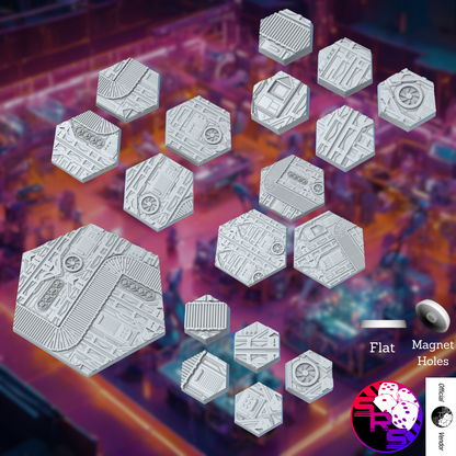 Hexagon War Factory Style Bases with Magnet Holes