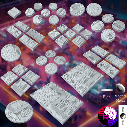 Hexagon War Factory Style Bases with Magnet Holes